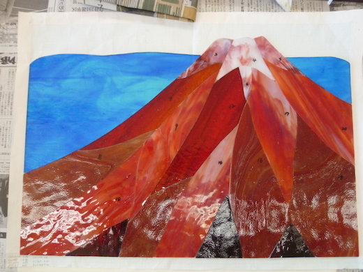 赤富士のパネル: ステンドグラス アトリエ グラスガーデン