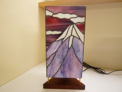 美術品・アンティーク・コレクション春の富士山のステンドグラスパネル 